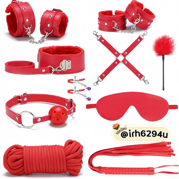 11 piece premium bdsm bondage set red