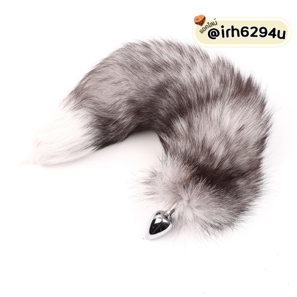elegant grey fox tail anal toy