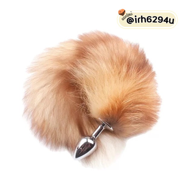 luxurious fox tail anal toy light brown
