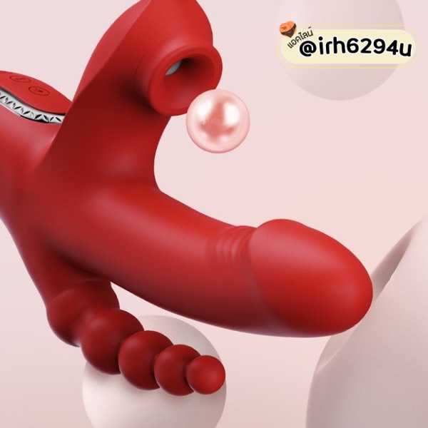 ดิลโด้ซิลิโคนออโต้ 5-in-1 (ดูด + สั่น + ยืด-หด + อุ่น 42°C + ลูกปัดอนัล) - Image 4