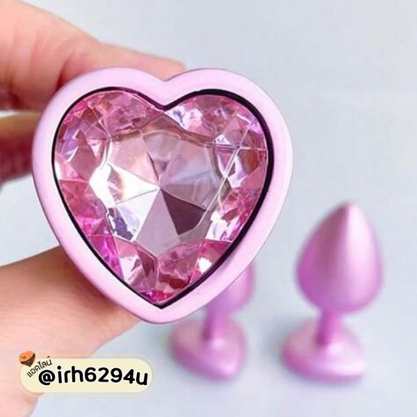 Pink Heart Crystal Metal Butt Plug – ปลั๊กอนัลโลหะประดับคริสตัลรูปหัวใจสีชมพูหวาน - Image 3