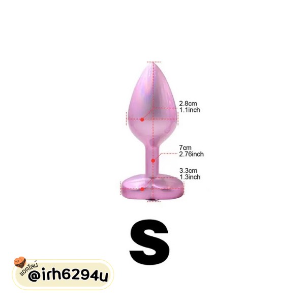 Pink Heart Crystal Metal Butt Plug – ปลั๊กอนัลโลหะประดับคริสตัลรูปหัวใจสีชมพูหวาน - Image 5