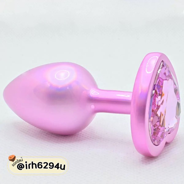 Pink Heart Crystal Metal Butt Plug – ปลั๊กอนัลโลหะประดับคริสตัลรูปหัวใจสีชมพูหวาน - Image 4